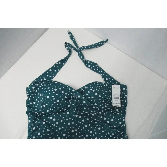 NWT Simply Swim One Piece Polka Dot Turquoise Halter Style Padded Size 3X - Picture 3 of 7